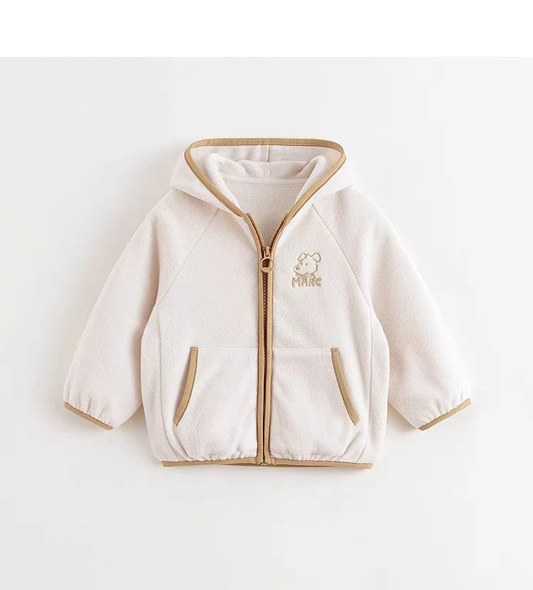 MARC&JANIE/马克珍妮冬季拉链可爱风小童普通外套男童连帽纯色