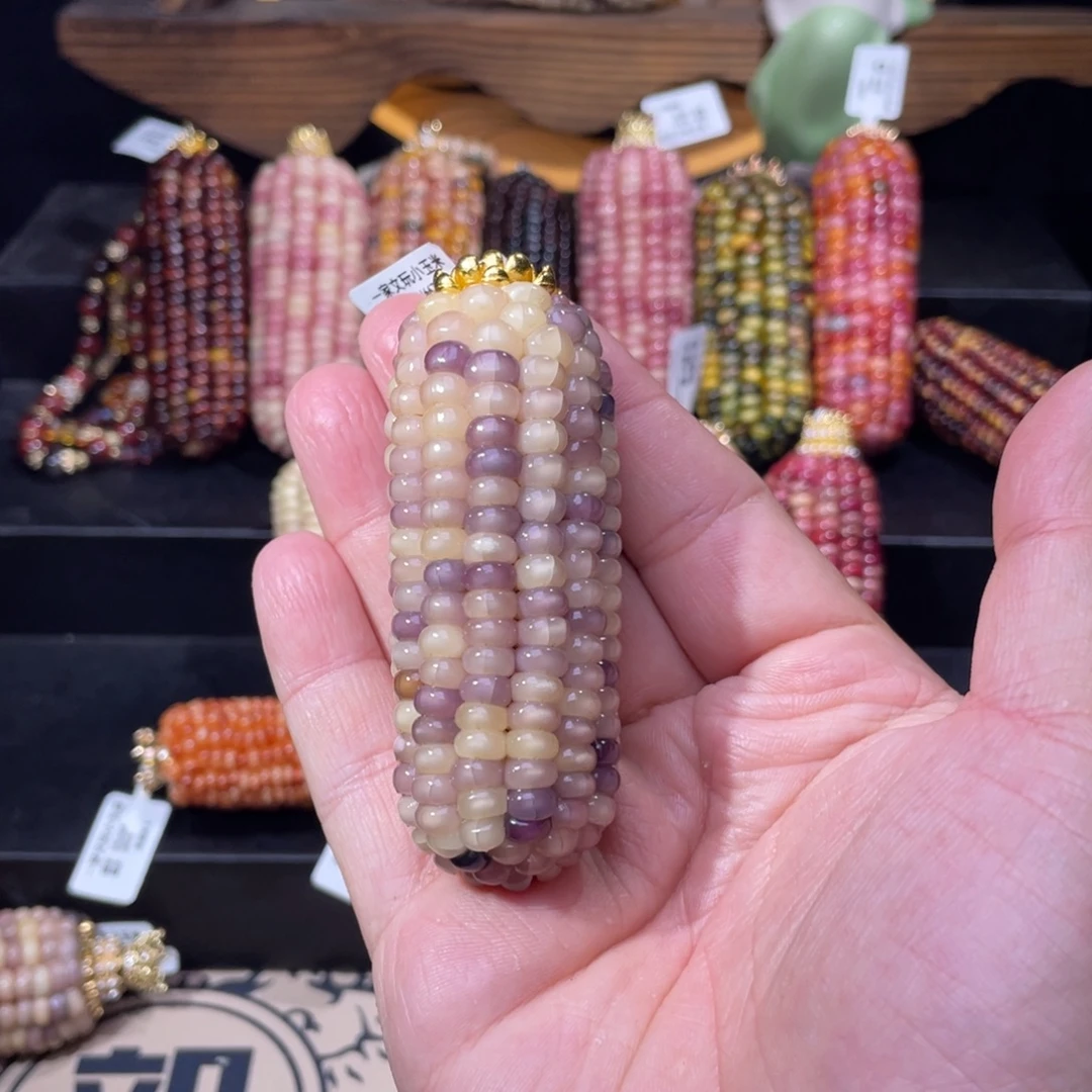 古***神玉文玩玉米紫透小玉米