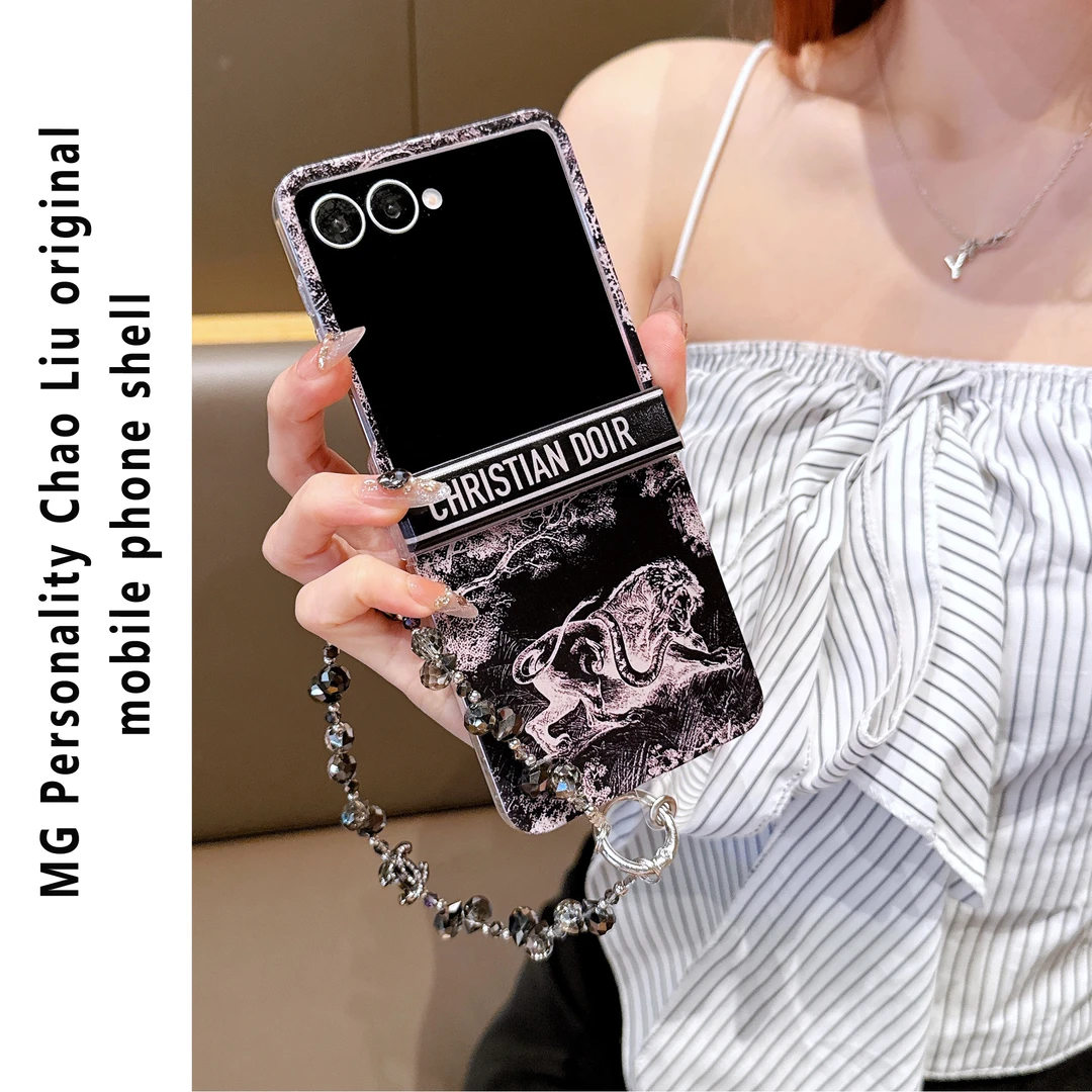 ins潮牌狮子插画适用zflip7壳华为PuraX折叠屏pocket2网红同款中