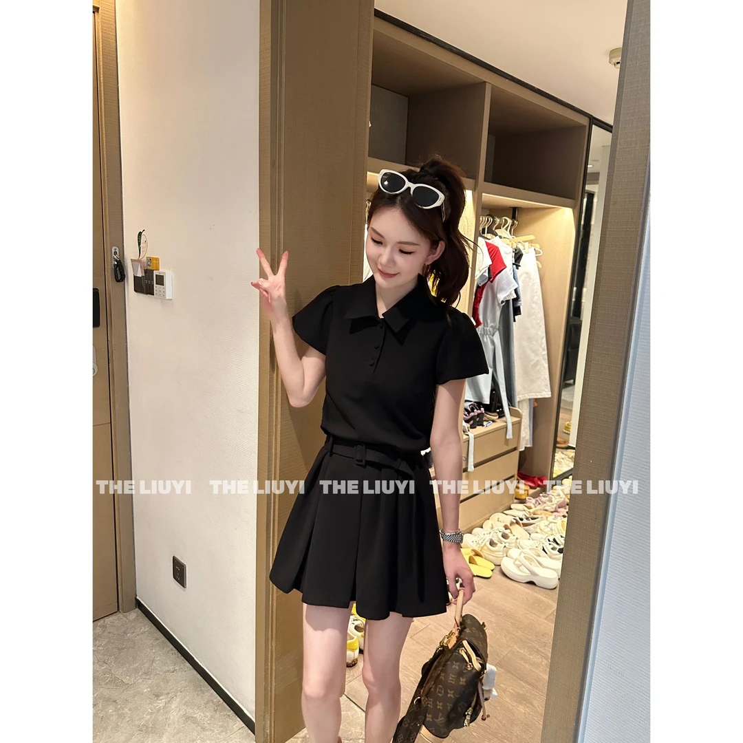 【LIUYI】Polo裙~夏季Polo领收腰显瘦连衣裙54073