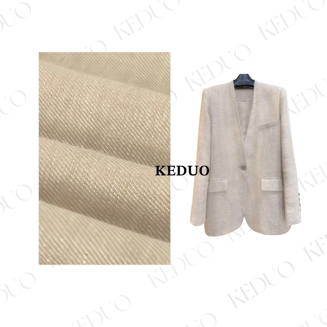 【关关KDFS】早春V领一粒扣H型亚麻松弛慵懒都市西装外套25007