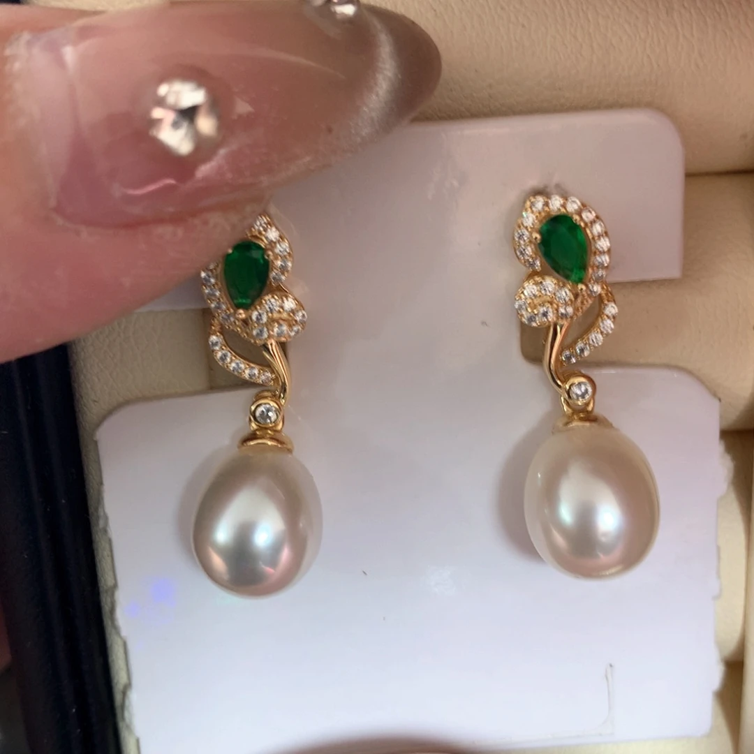 海水珍珠耳饰银S925镶嵌