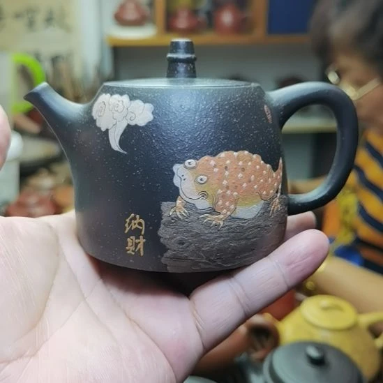 c***a茶壶紫砂红豆黑朱砂，汉铎壶，200CC容量