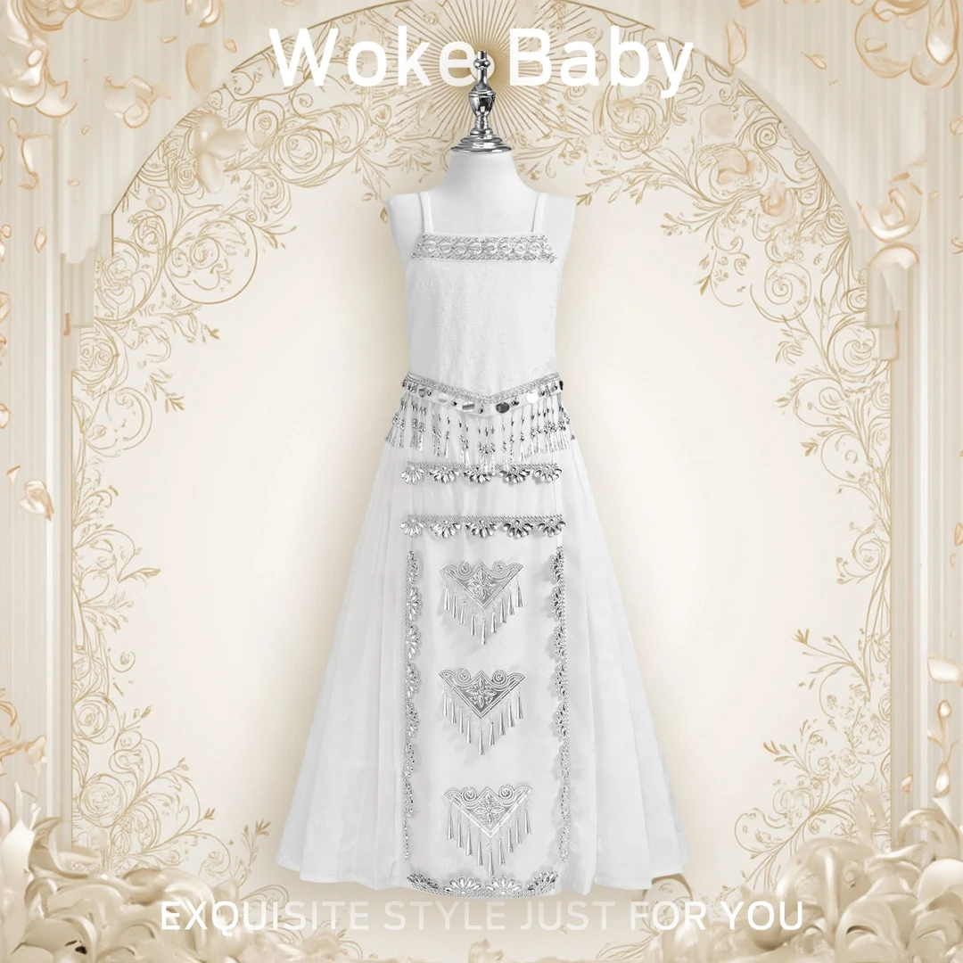 女童夏季少数民族吊带中大童上衣中领套头汉服裙子M5612