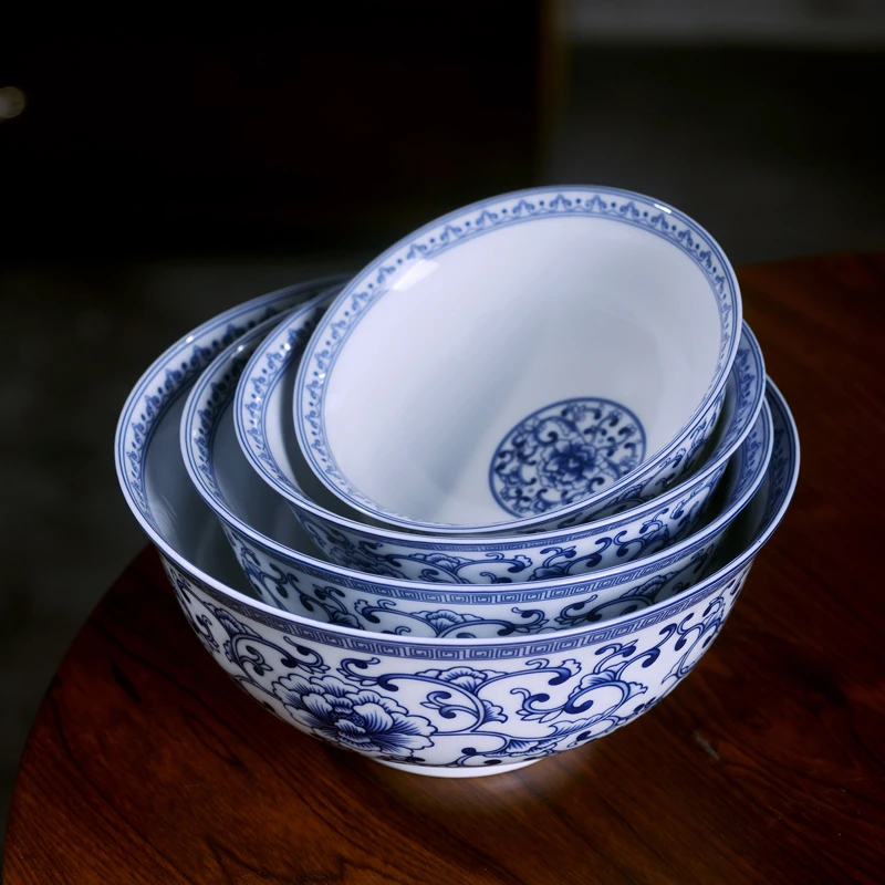 【青花瓷碗】正宗景德镇高温青花瓷碗米饭碗粥碗缠枝正德仿古碗