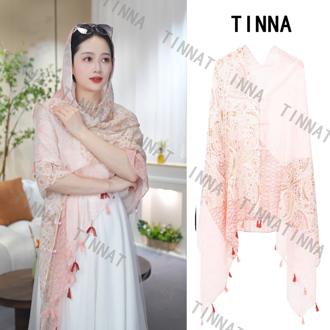 旅游出行户外薄款披肩头巾遮阳披风百搭百变夏季出游防晒丝巾头巾