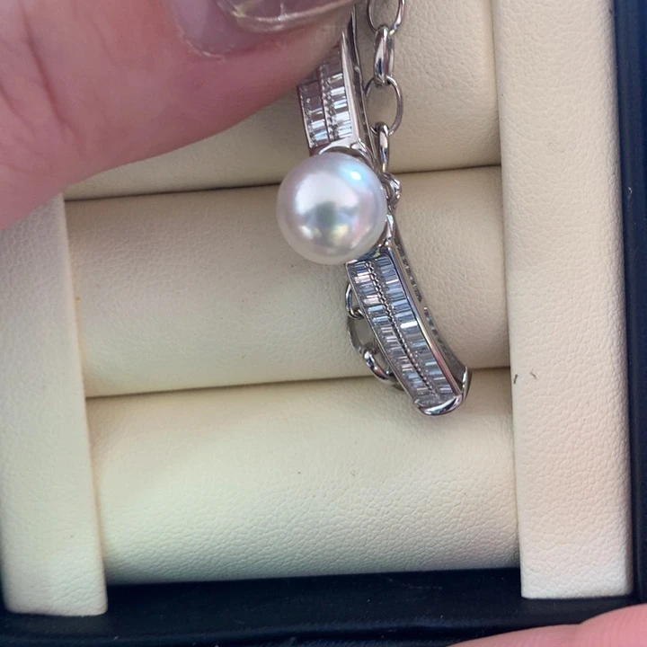 银S925镶嵌手绳海水珍珠