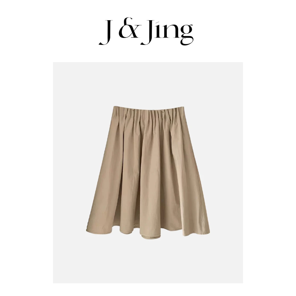 J&Jing-「国际交换生」-显瘦百搭五分卡其色五分裙MD4110