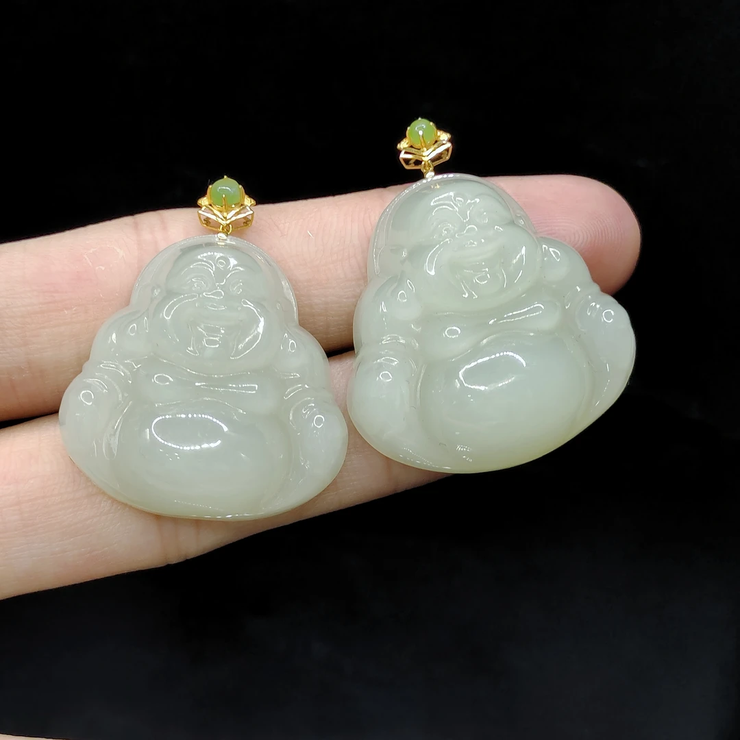 18k金和田玉佛公吊坠赠链J1【多样性发其一】约30-29-12mm