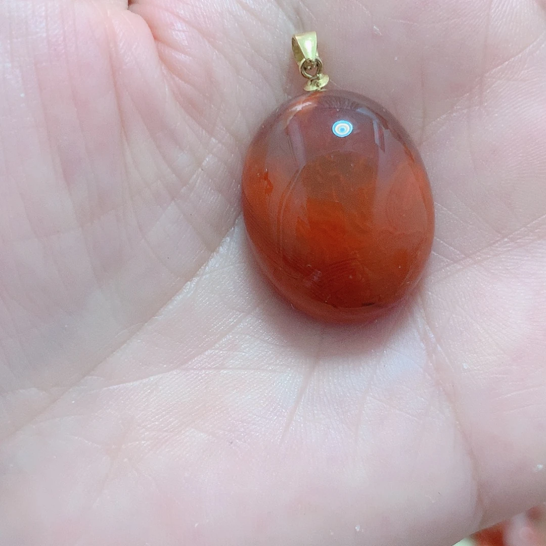 南红玛瑙银S925镶嵌吊坠(不含链)