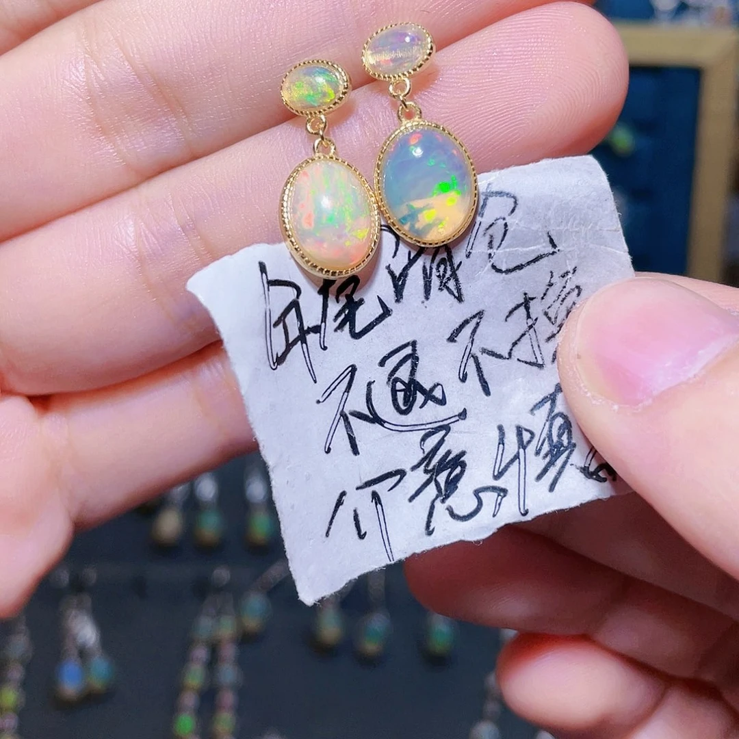 欧泊耳钉）银S925镶嵌春****洋