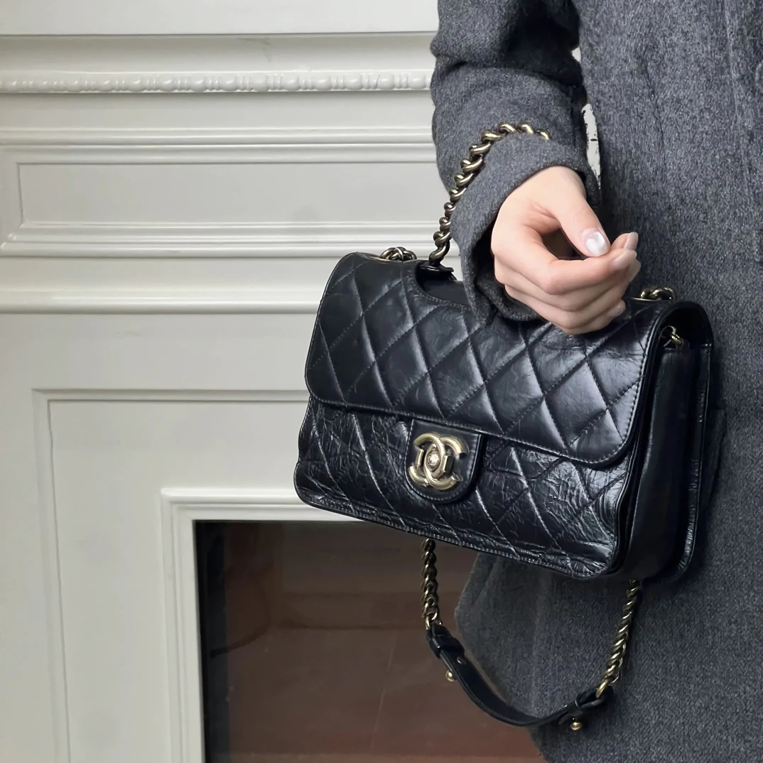95新 Chanel/香奈儿 香奈儿孟买链条包黑金油蜡皮/98新 /优选