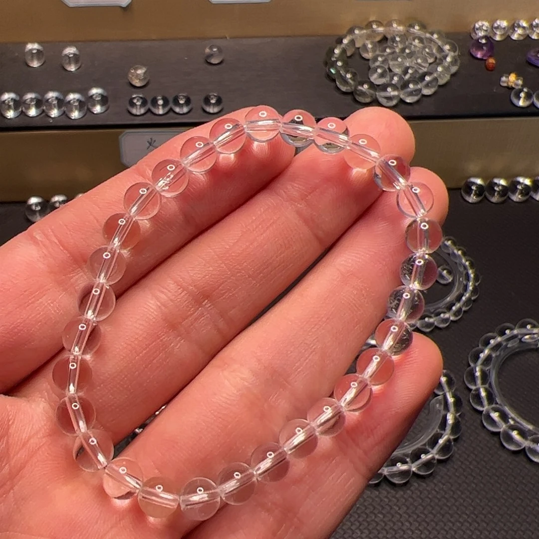 水晶手链未镶嵌e****9白水晶6mm圆珠手链