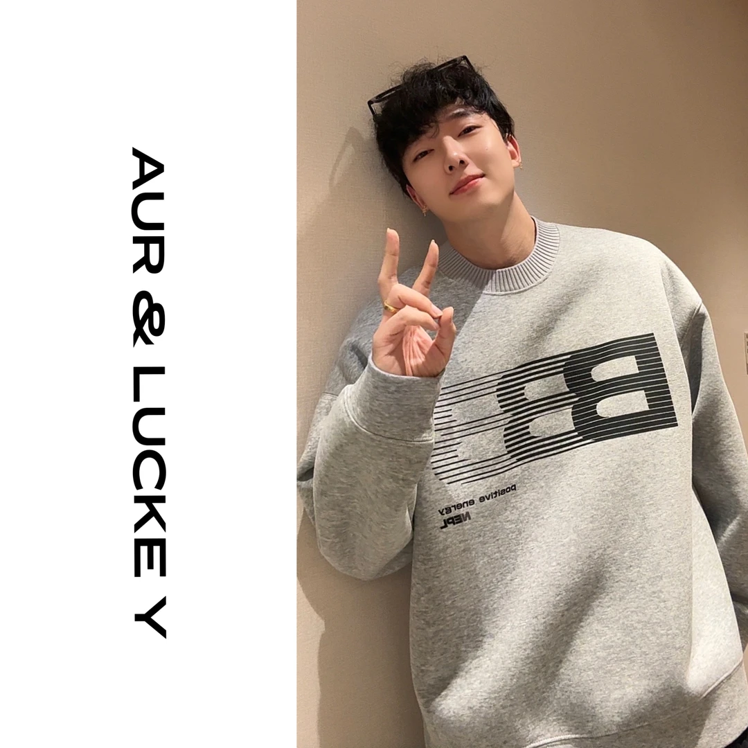 【本我定织】重磅美式秋冬宽松廓形简约净版百搭套头圆领卫衣YH2813