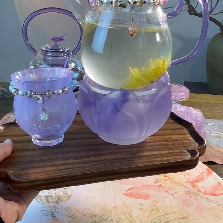 菜***根琉璃杯，琉璃温茶器，玻璃壶