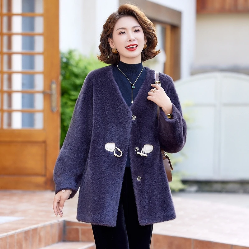 大码短款长袖冬季洋气外套韩版中老年妈妈装