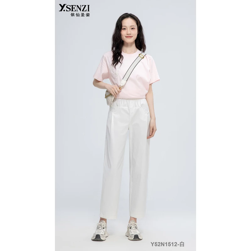 依仙圣姿Y52N1512休闲女裤2025夏季新款高腰宽松修身百搭休闲裤