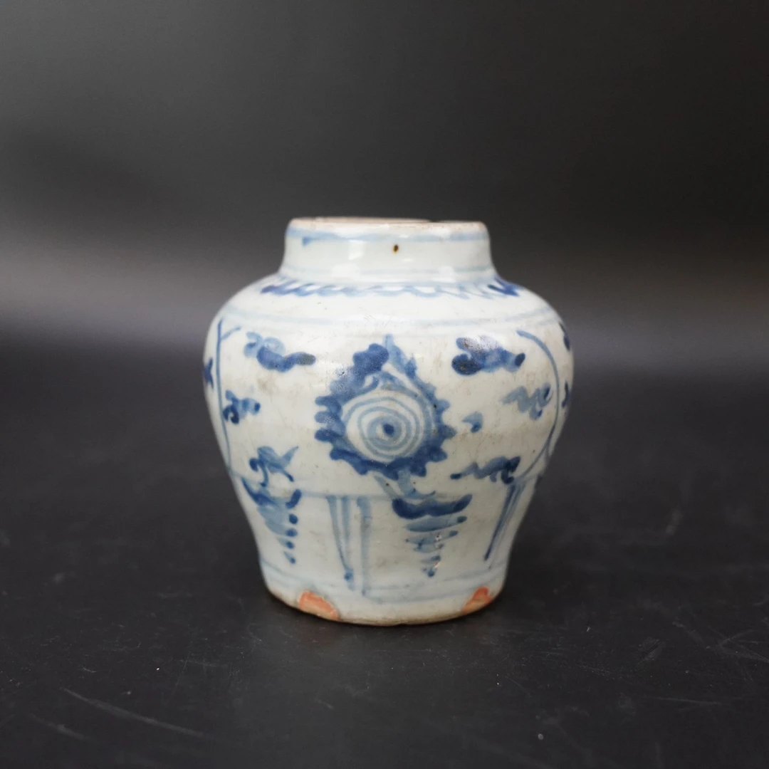 Lot.25080664明宣德青花花卉纹小罐 高：约9.6cm宽：约8.5cm