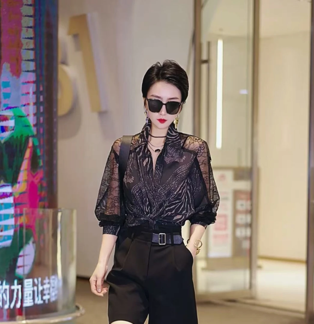 （萱萱严选）洋气减龄蕾丝花边镂空上衣
