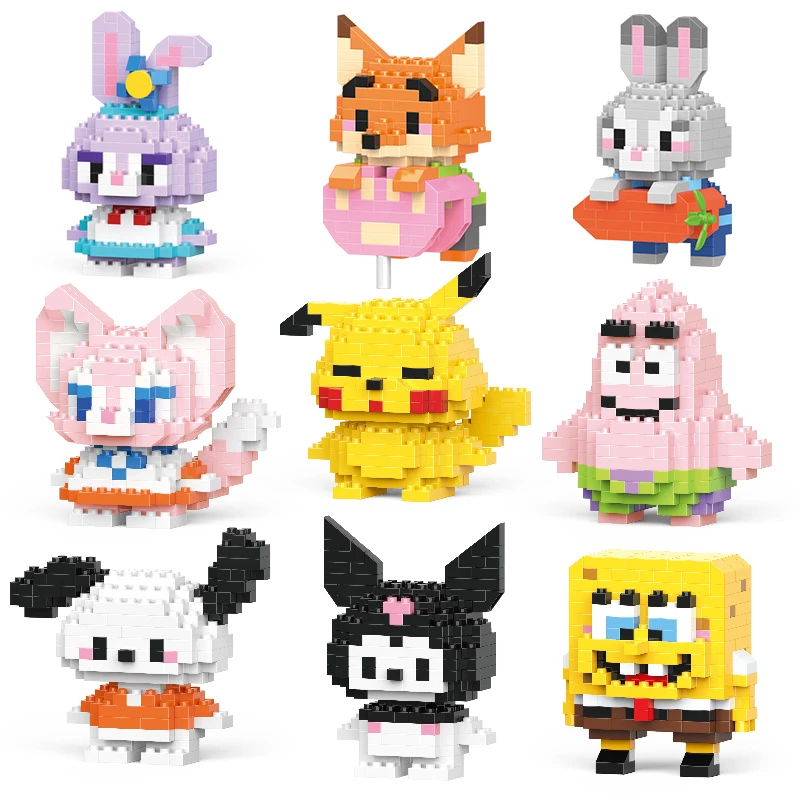 公仔微颗粒积木兼容乐高拼装玩具卡通成人积木摆件男女小颗粒积木