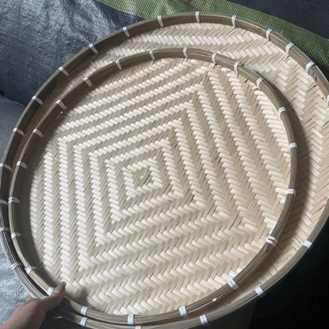 Ａ01竹编菱纹编织晾晒簸箕50+60厘米
