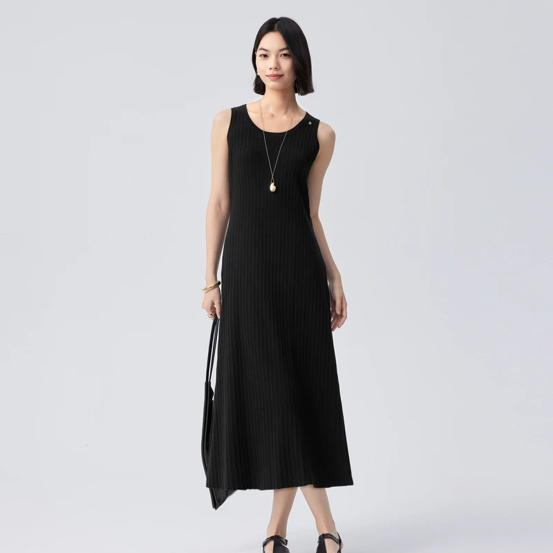 【商场同款】伊芙丽黑色针织连衣裙女2024秋装新款裙子1F3190582