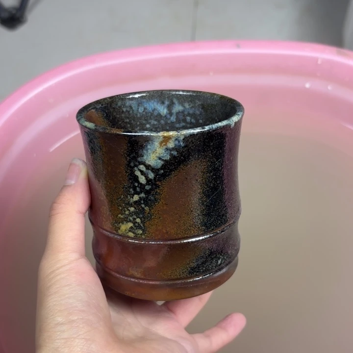 壶本*物柴烧紫砂竹节杯