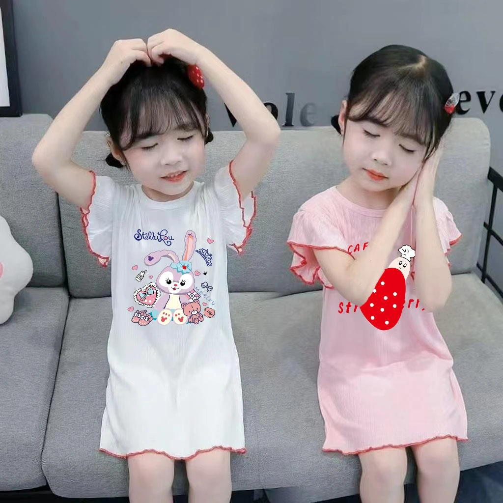 FAVMARTHA女童睡裙夏季薄款冰丝小女孩仙气儿童睡衣公主风家居服