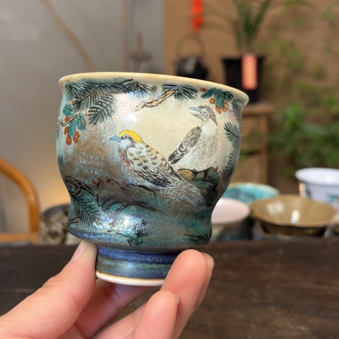杯景德镇柴烧手绘杯