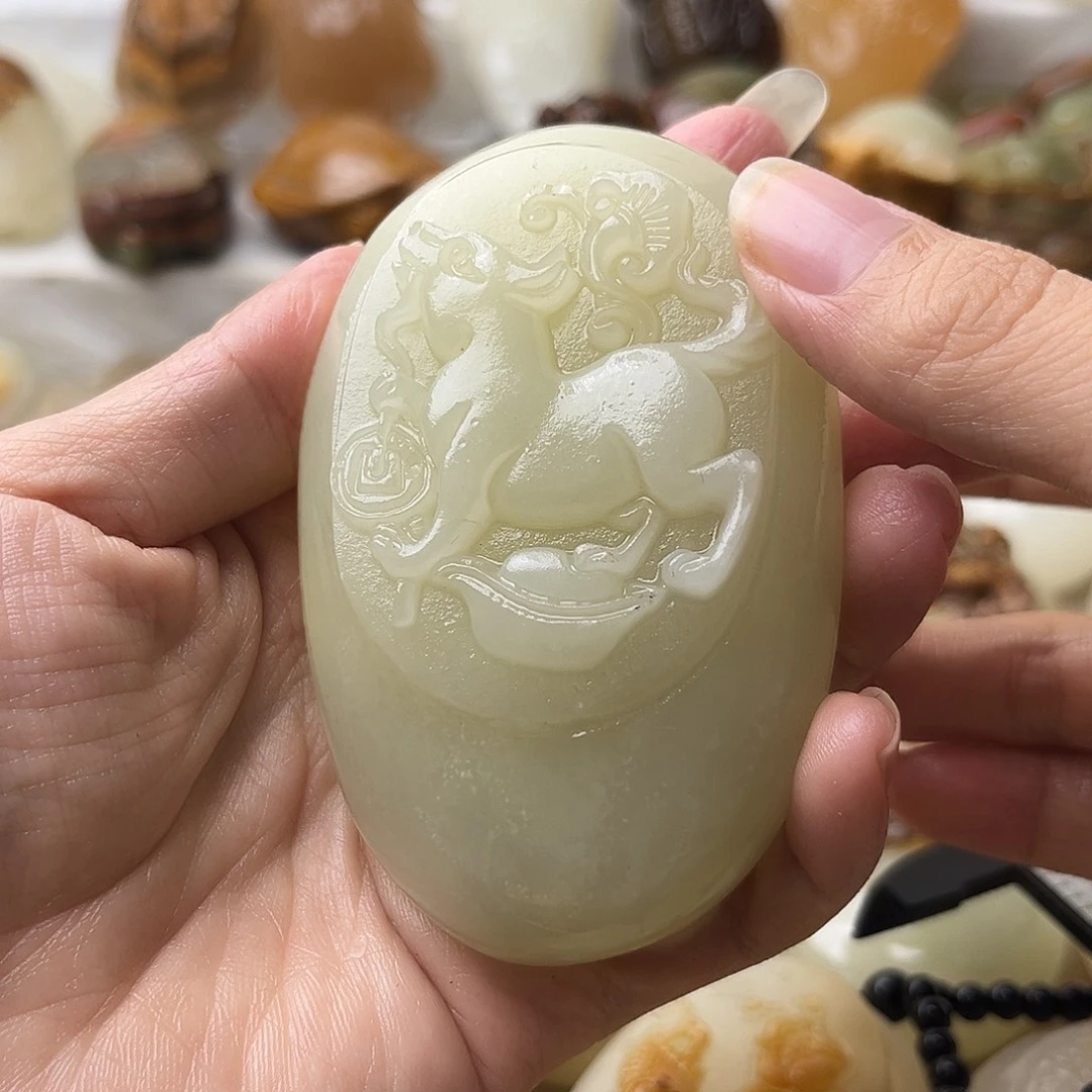 石材方解石手把摆件不退换狗