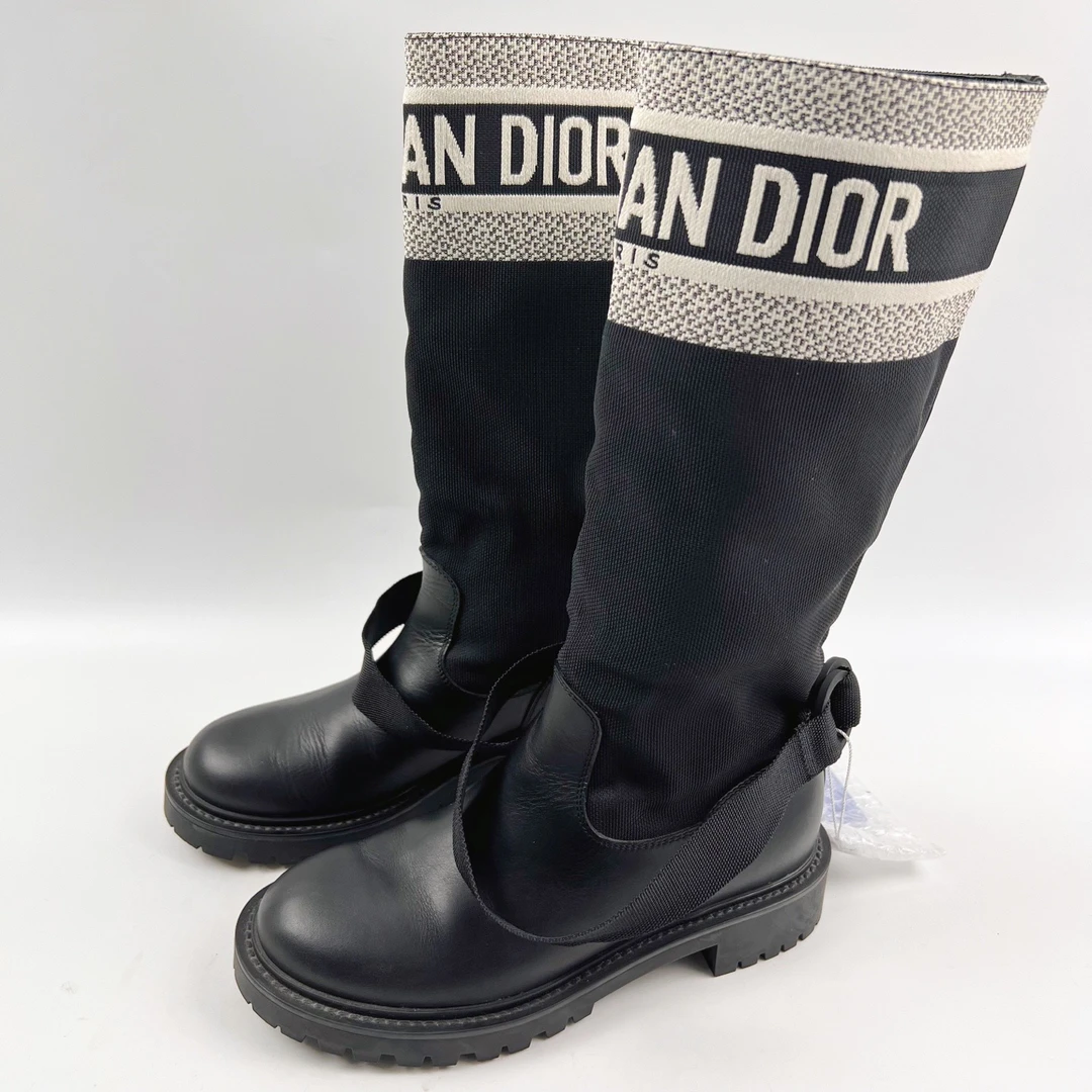95新 DIOR/迪奥 迪奥/Dior 35.5码 98新 黑色标语靴子 lz00808