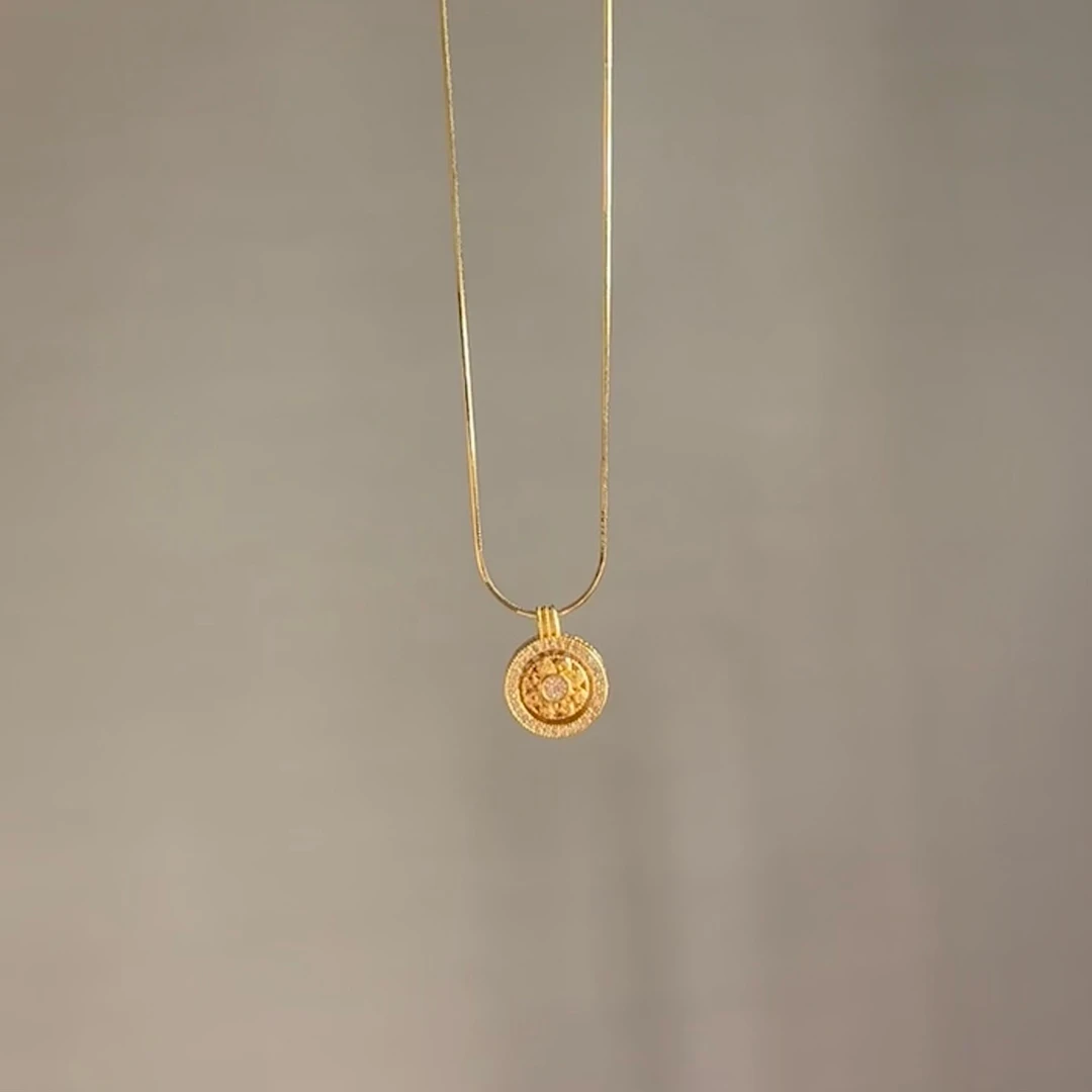 坠链均925银 【冉冉饰品】圆牌*S925银金色气质锁骨链多样性发货