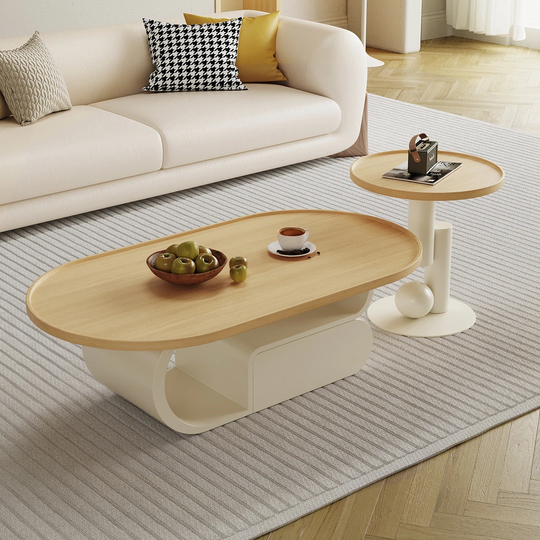 中古风实木茶几侘寂风法式复古家用客厅小户型设计师高级感茶台桌