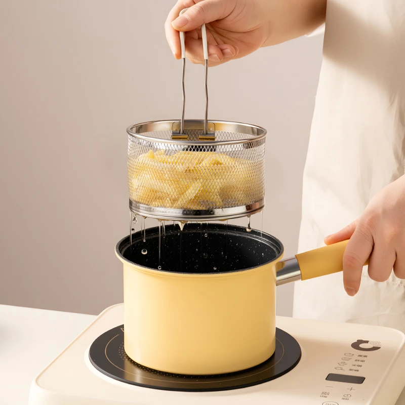 onlycook油炸锅带滤网家用炸串小锅多功能不粘煎锅煮泡面炖汤锅