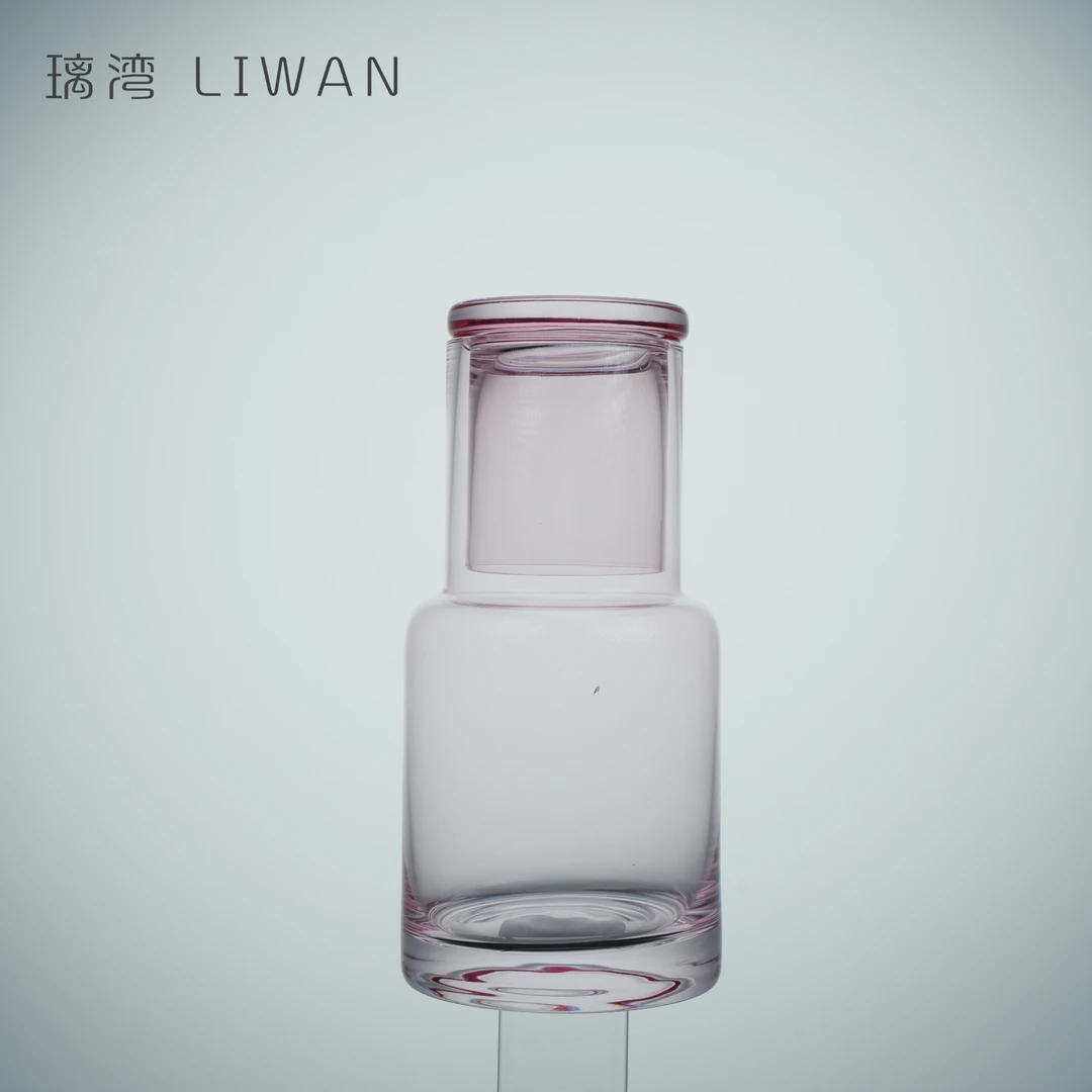 璃湾 LIWAN礼盒装带杯刷一壶一杯原色人工吹制无铅水晶玻璃凉水壶