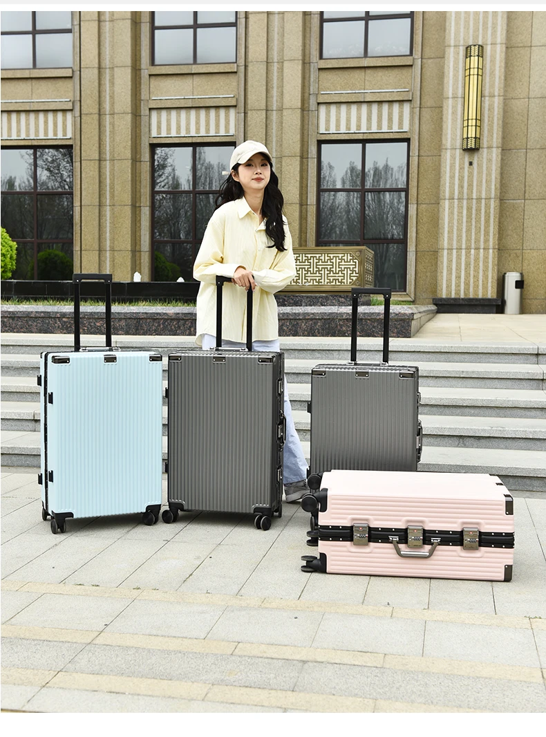 新款三锁行李箱铝框男生学生旅行箱拉杆箱女士密码箱美瑞斯高颜值