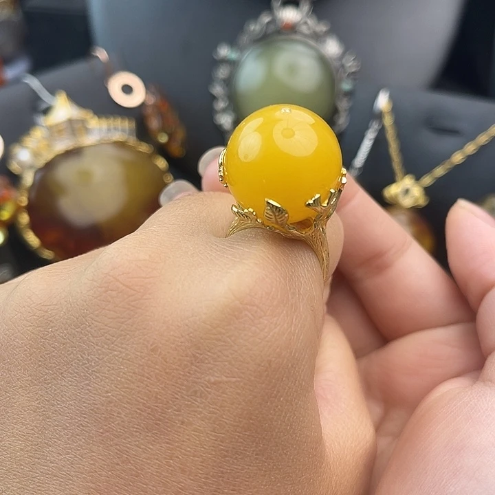 琥珀银S925镶嵌裸石