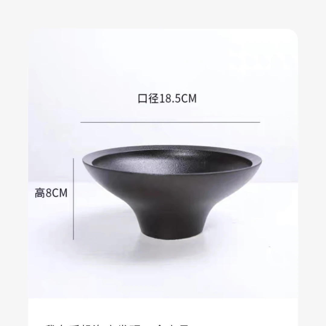 微水培苔藓景观蕨类植物器皿无孔黑色简约大气花盆高脚大号陶瓷