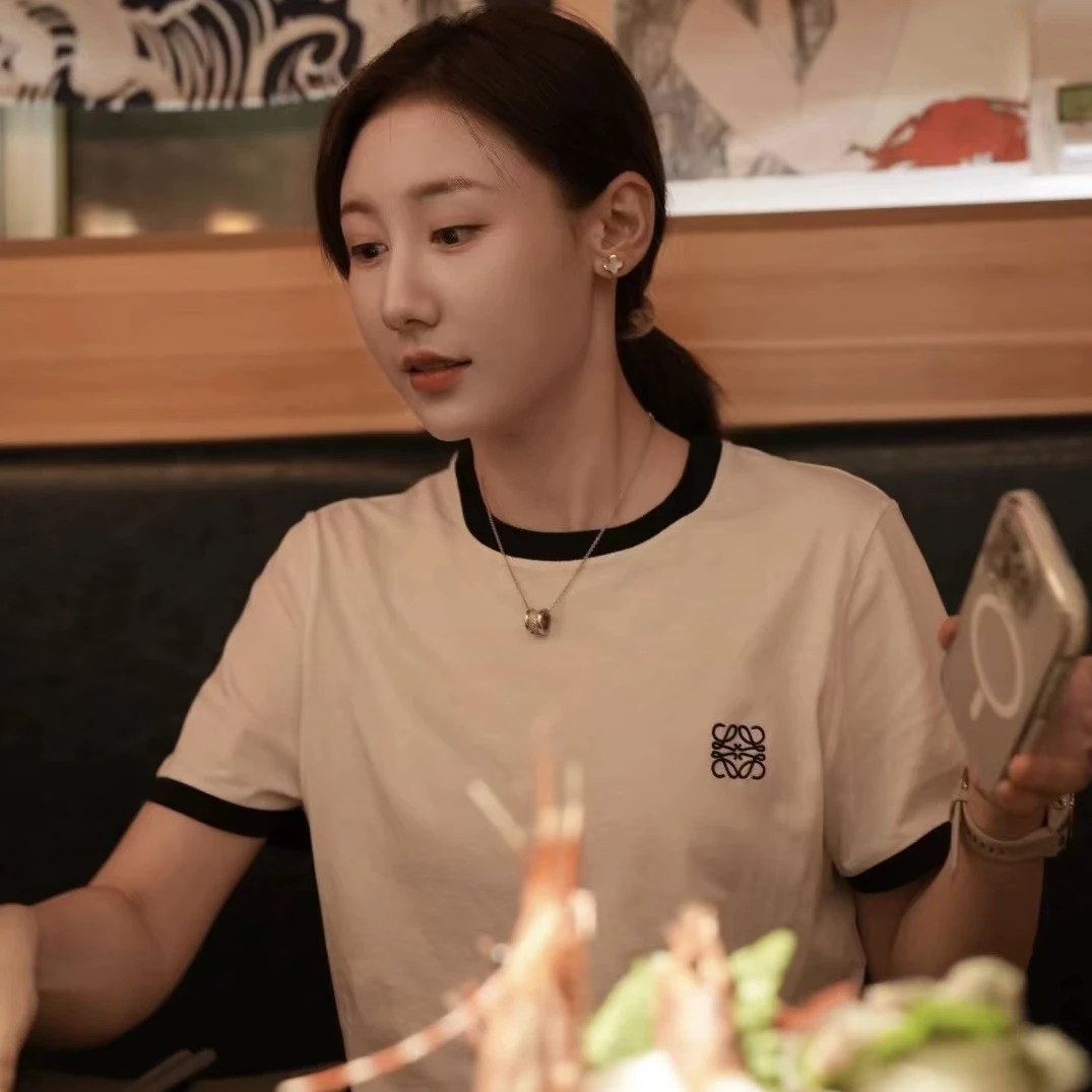 未使用 LOEWE/罗意威 xy 黑白刺绣小logo短袖 016047