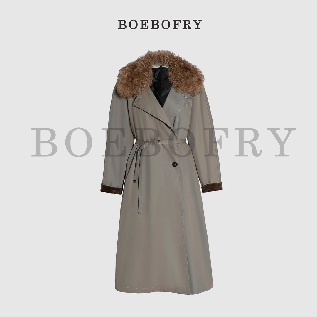 BOEBOFRY<鹿野星泽>冬季气质百搭复古调可拆卸风衣鹅绒服BE4F1058