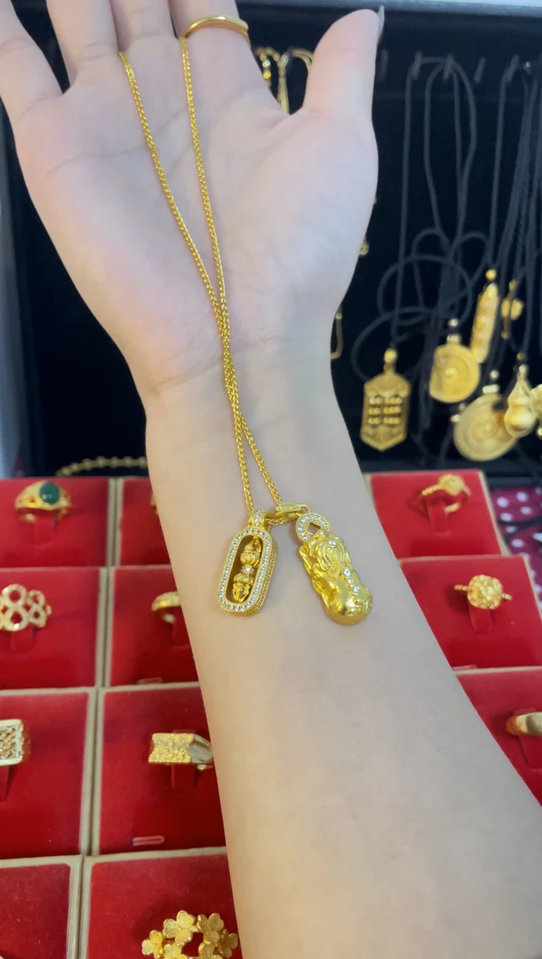 合金项链 合金项链女金色貔貅吊坠项链高级感轻奢百搭小众不掉色