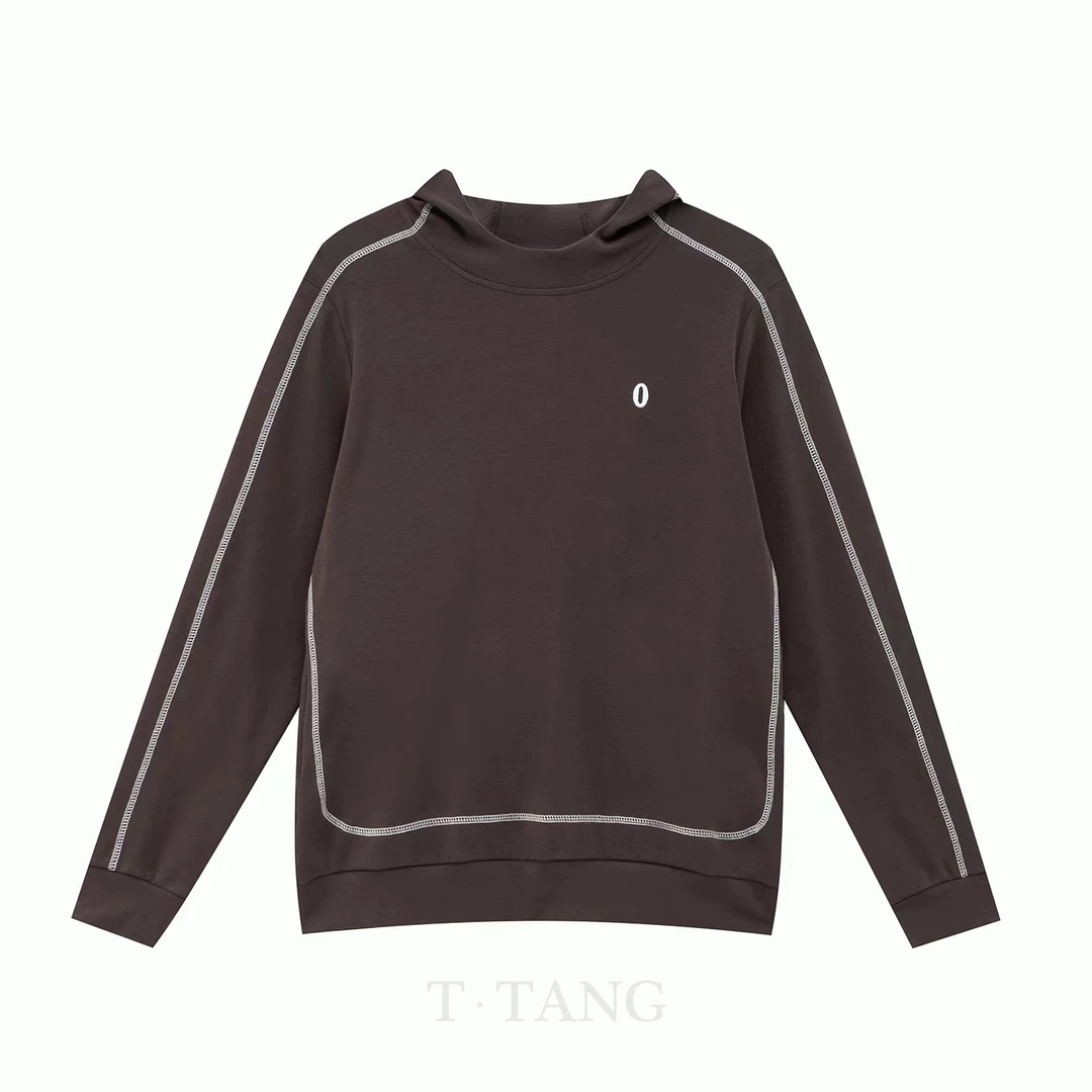 FL春季新款拼色线条连帽套头时尚休闲卫衣【2682】