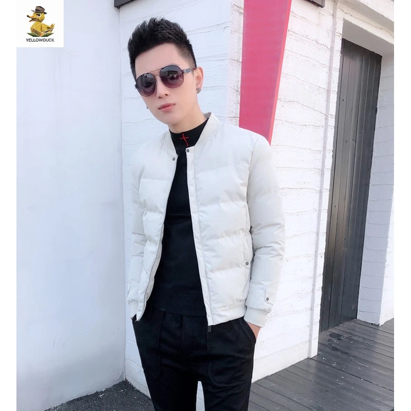 冬季新款男士棉衣外套潮流修身帅气加厚短款立领棉服冬装纯色棉袄