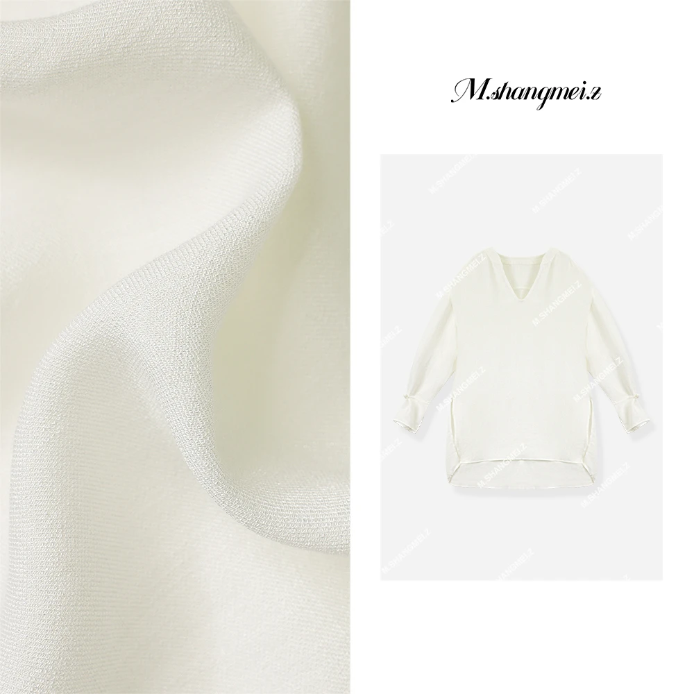 M.SHANGMEI.Z/沐熙美大哥宽松轻薄开叉v领长袖上衣X0673717