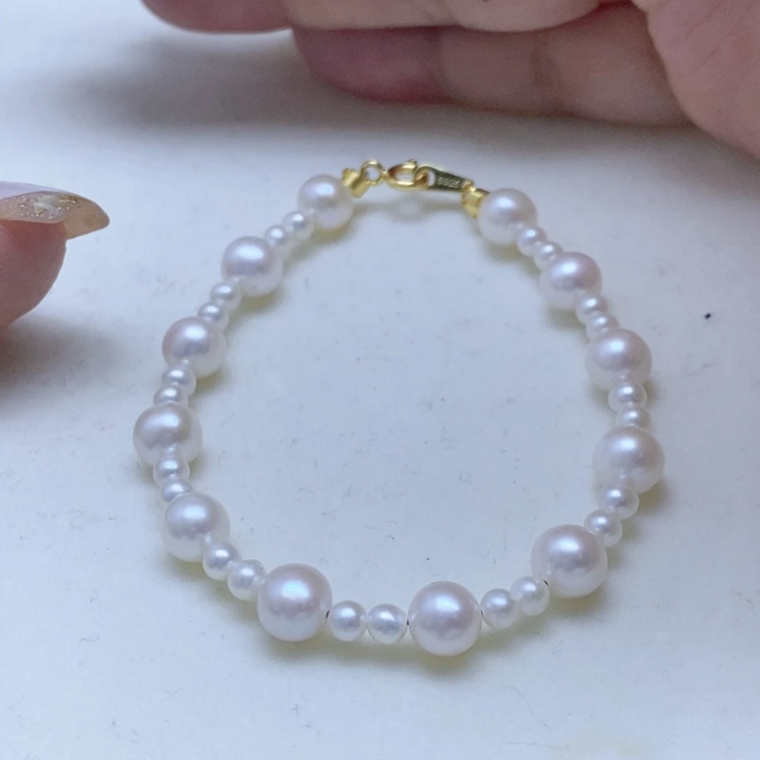 银S925镶嵌手链淡水珍珠