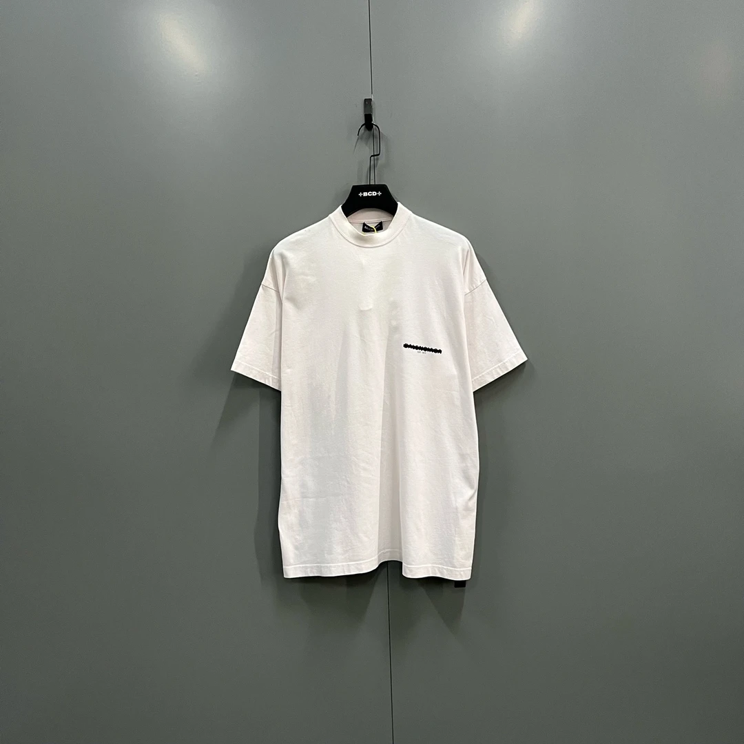 99新 Balenciaga/巴黎世家 ab1113 淡粉色logo印花短袖 1码