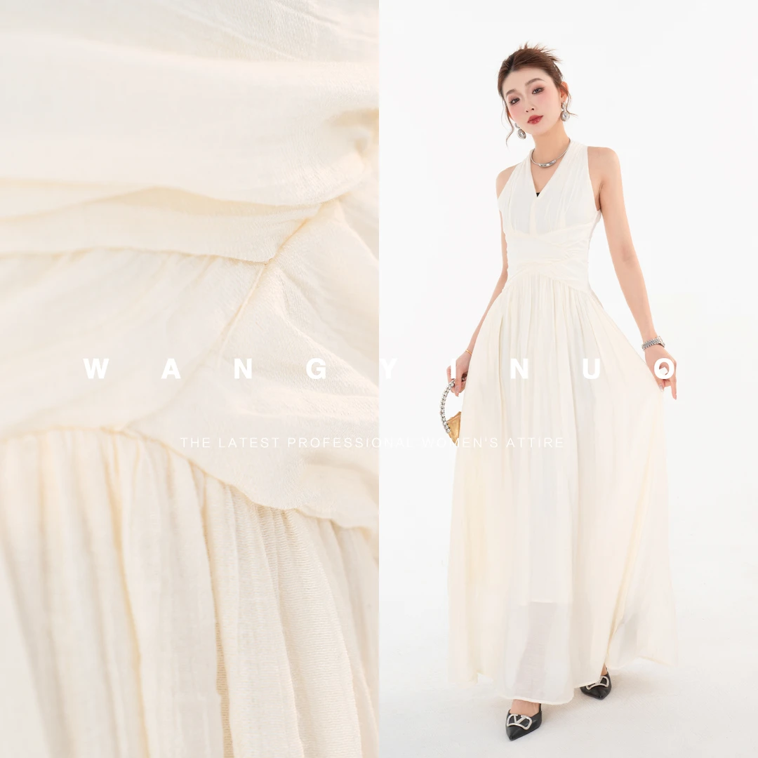 MD定制·依诺【京都樱花】2025夏季新款设计长款欧若风吊带连衣裙