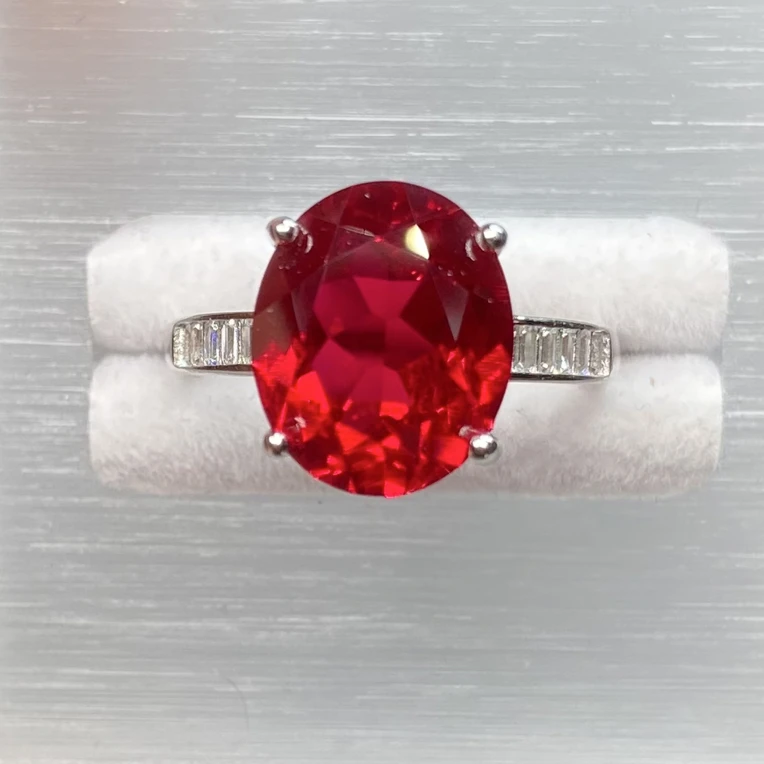 专柜正品925银鸽血红宝石鸽子蛋大克拉开口女戒