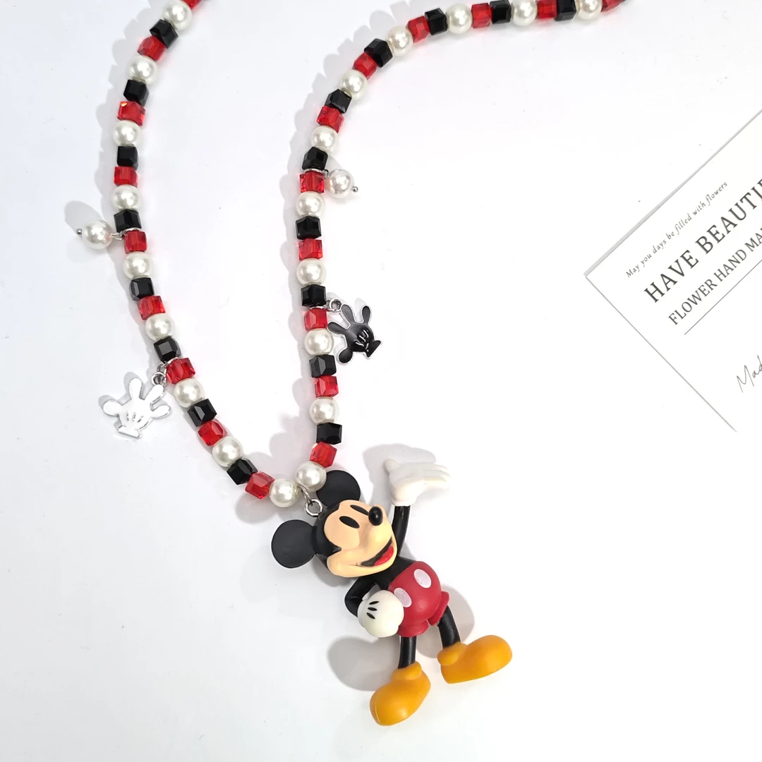 铜合金仿水晶项链 06821甜酷可爱鼠黑红个性项链