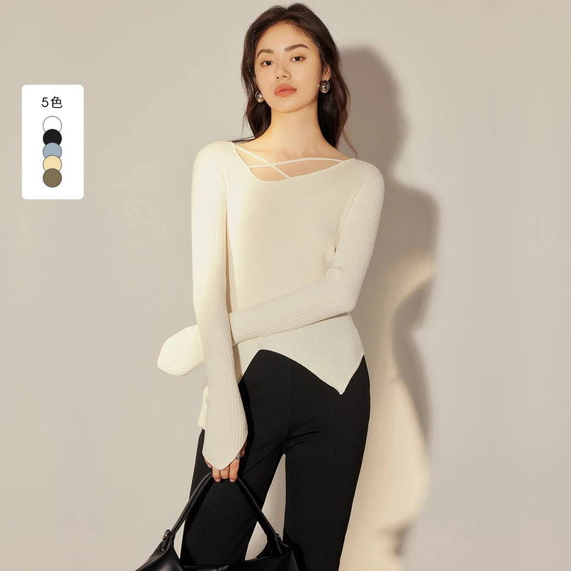 秋不规则衣领小众气质针织衫HMD31650097